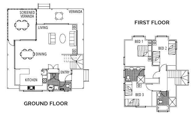 Three Bedroom Free Standing House - Floorplan