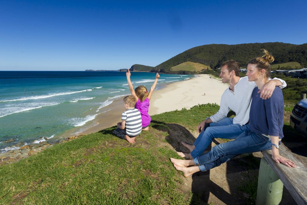 Family enjoying Blueys Beach Headland